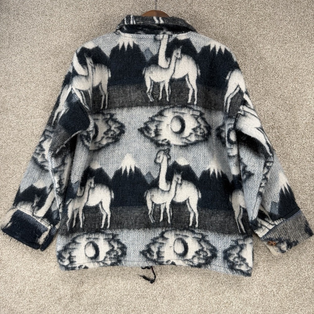 VTG Ecuadorian 100% Wool Jacket Coat Alpaca M Cottagecore Boho Folk Granola - Picture 6 of 8